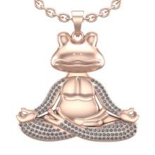 0.75 Ctw VS/SI1 Diamond 14K Rose Gold Frog Express yoga pose Pendant Necklace ALL DIAMOND ARE LAB GR