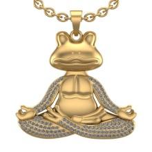 0.75 Ctw VS/SI1 Diamond 14K Yellow Gold Frog Express yoga pose Pendant Necklace ALL DIAMOND ARE LAB