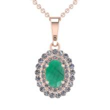 3.49 Ctw VS/SI1 Emerald and Diamond 14K Rose Gold Necklace (ALL DIAMOND ARE LAB GROWN )