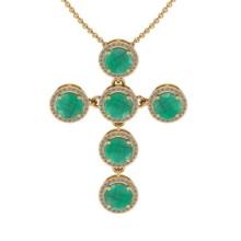 12.72 Ctw VS/SI1 Emerald And Diamond 14K Yellow Gold Necklace (ALL DIAMOND ARE LAB GROWN )