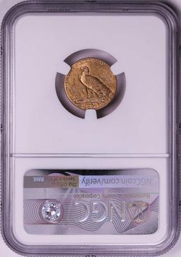 1914-D $2 1/2 Indian Head Quarter Eagle Gold Coin NGC AU58