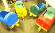 HOMEMADE PLASTIC BARREL TRAIN CARS FOR LAWN TRACTOR- PICK UP ONLY
