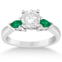 Pear Cut Three Stone Emerald Engagement Ring 14k White Gold 1.50ctw