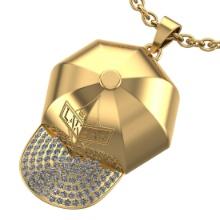 1.17 Ctw SI2/I1 Diamond 14K Yellow Gold Basketball theme pendant necklace