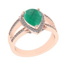 2.27 Ctw SI2/I1 Emerald and Diamond 14K Rose Gold Engagement Ring