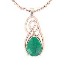 5.02 Ctw SI2/I1 Emerald And Diamond 14K Rose Gold Pendant