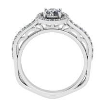1.42 Ctw SI2/I1 Diamond 10k White Gold Engagement Halo Ring