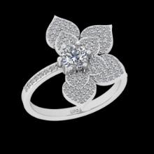 0.92 Ctw SI2/I1 Diamond 18K White Gold Engagement Ring