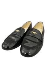 Chanel Mocassins Loafers Black W Size 37.5