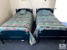 Two Wooden Single Beds
