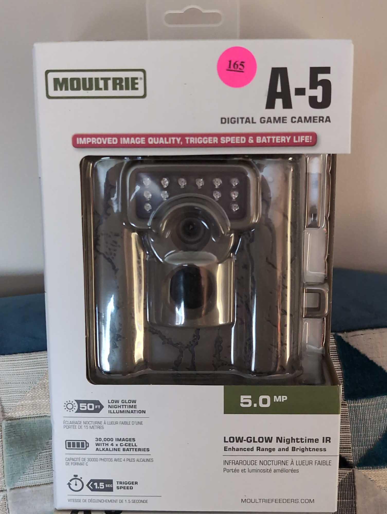 (LR) LOT OF (4) MOULTRIE A-5 DIGITAL GAME CAMERAS, 5 MEGAPIXELS. ALL BRAND NEW. INCLUDES (4)
