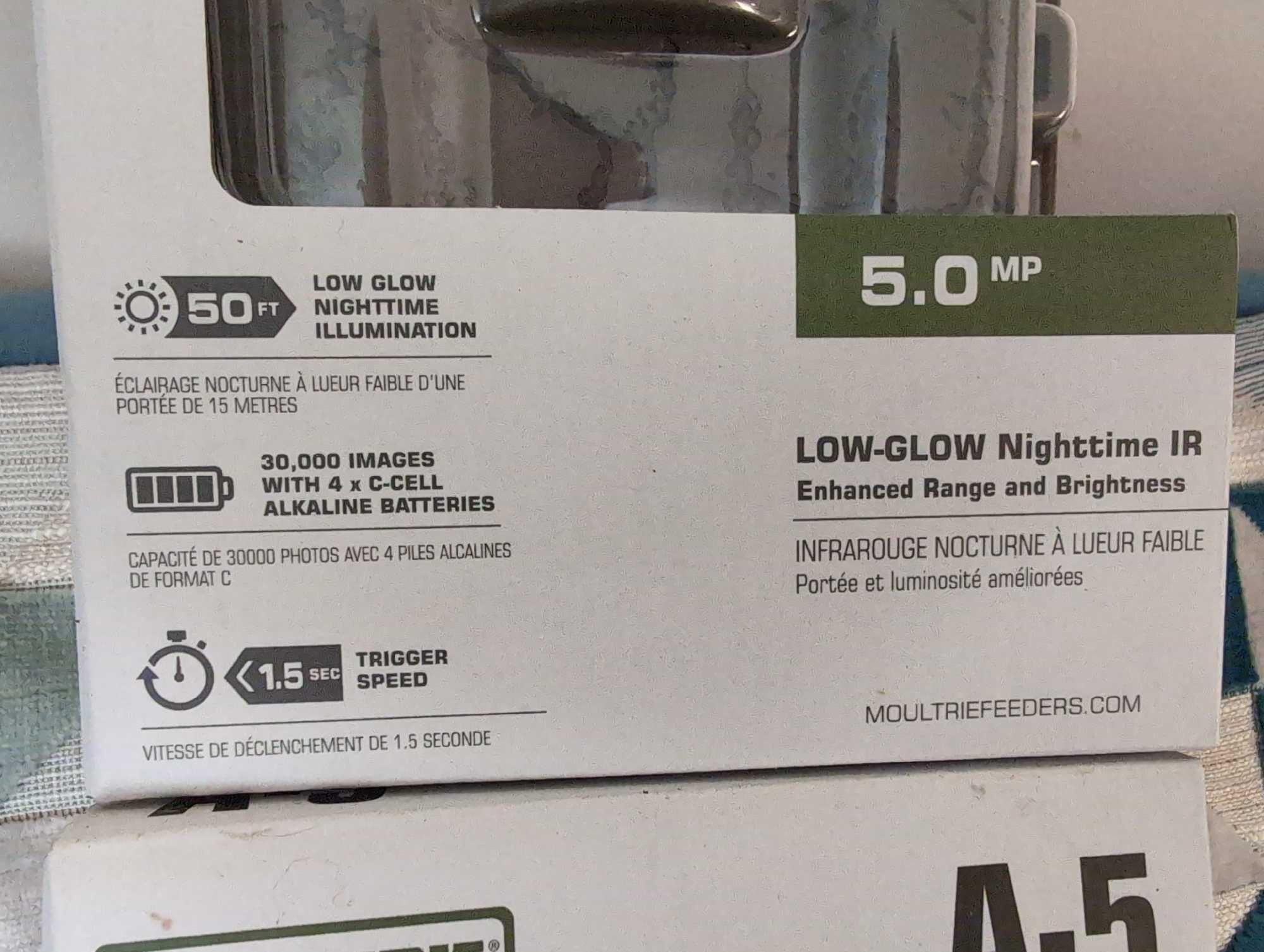(LR) LOT OF (4) MOULTRIE A-5 DIGITAL GAME CAMERAS, 5 MEGAPIXELS. ALL BRAND NEW. INCLUDES (4)