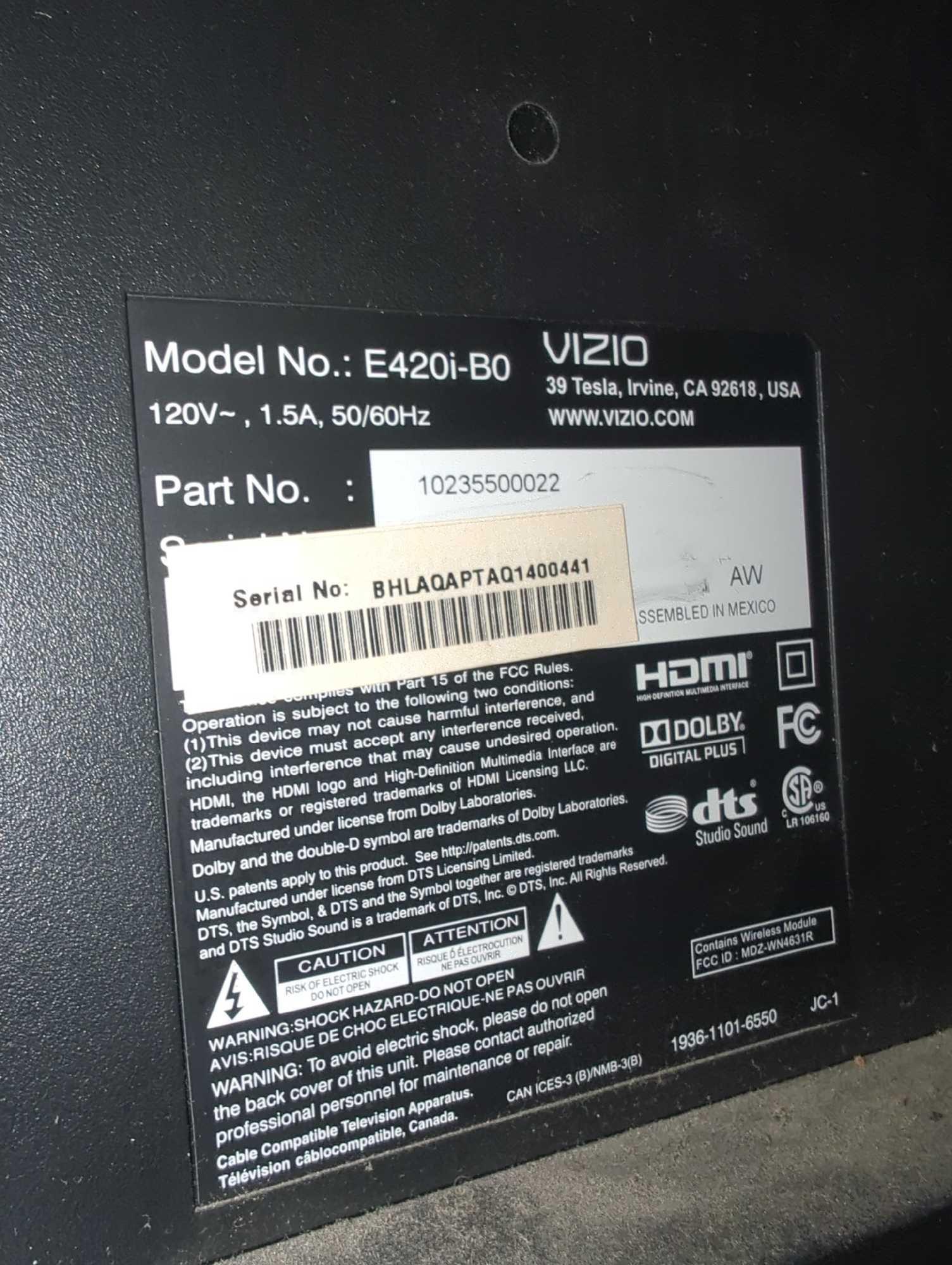 (BR3) VIZIO E-SERIES 42" FULL-ARRAY 1080P SMART LED TV, MODEL E420I-BO, RETAIL PRICE $240, NO