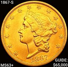 1867-S $20 Gold Double Eagle