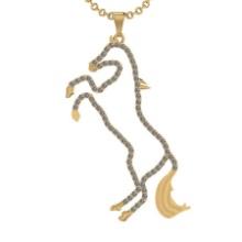 1.10 Ctw VS/SI1 Diamond 14K Yellow Gold Horse Necklace(ALL DIAMOND ARE LAB GROWN )