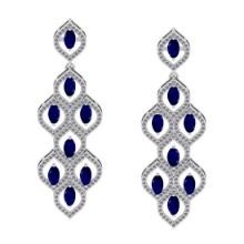 5.75 CtwVS/SI1 Blue Sapphire And Diamond 14K White Gold Dangling Earrings( ALL DIAMOND ARE LAB GROWN