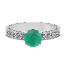 1.87 Ctw VS/SI1 Emerald and Diamond 14K White Gold Vintage Style Ring (ALL DIAMOND ARE LAB GROWN DIA