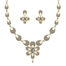 12.50 Ctw VS/SI1 Diamond 14K Yellow Gold Pendant + Earrings Necklace ALL DIAMOND ARE LAB GROWNSet