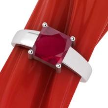 2.20 Ctw Ruby14K White Gold Solitaire Ring (ALL DIAMOND ARE LAB GROWN)