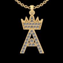 0.20 CtwVS/SI1 Diamond 10K Yellow Gold alphabet (A) Pendant Necklace (ALL DIAMOND ARE LAB GROWN )