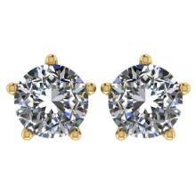 CERTIFIED 2 CTW ROUND H/SI2 DIAMOND (LAB GROWN Certified DIAMOND SOLITAIRE EARRINGS ) IN 14K YELLOW