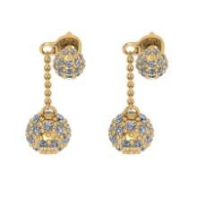 1.68 Ctw VS/SI1 Diamond 14K Yellow Gold Antique style Earrings (ALL DIAMOND ARE LAB GROWN )