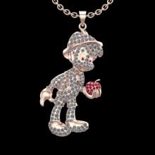 4.96 Ctw VS/SI1 Ruby and Diamond Style Prong Set 14K Rose Gold Hip Hop theme Necklace (ALL DIAMOND A