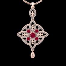 1.57 Ctw VS/SI1 Ruby and Diamond 14K Rose Gold necklace (ALL DIAMOND ARE LAB GROWN )