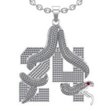 3.34 Ctw VS/SI1 Ruby and Diamond 14K White Gold snake Necklace ALL DIAMOND ARE LAB GROWN