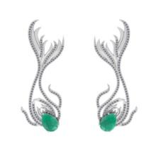 6.47 CtwVS/SI1 Emerald And Diamond 14K White Gold Dangling Earrings( ALL DIAMOND ARE LAB GROWN )