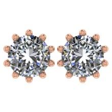 CERTIFIED 2.01 CTW ROUND F/SI2 DIAMOND (LAB GROWN Certified DIAMOND SOLITAIRE EARRINGS ) IN 14K YELL