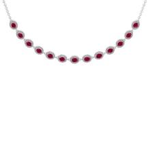 11.30 Ctw VS/SI1 Ruby And Diamond 14K White Gold Girls Fashion Necklace (ALL DIAMOND ARE LAB GROWN )