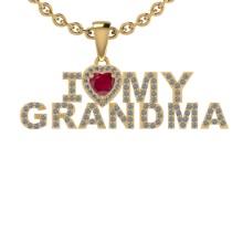 0.71 Ctw VS/SI1 Ruby And Diamond 14K Yellow Gold Gift For Grandma Pendant Necklace DIAMOND ARE LAB G