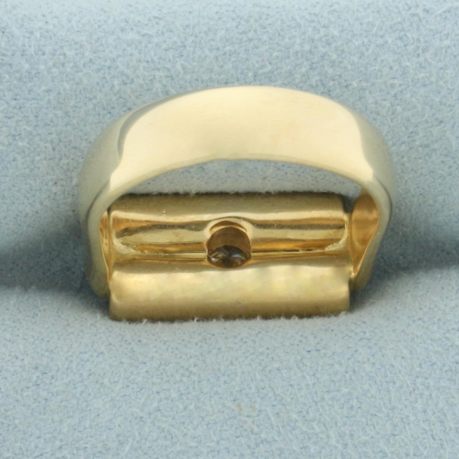 Unique Diamond Double Cylinder Design Ring In 14k Yellow Gold