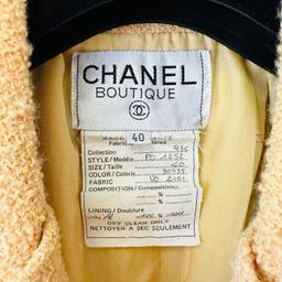Chanel Pastel Orange Gold Boucle Tweed Short Sleeve Sun Button Jacket & Skirt Suit Set 40