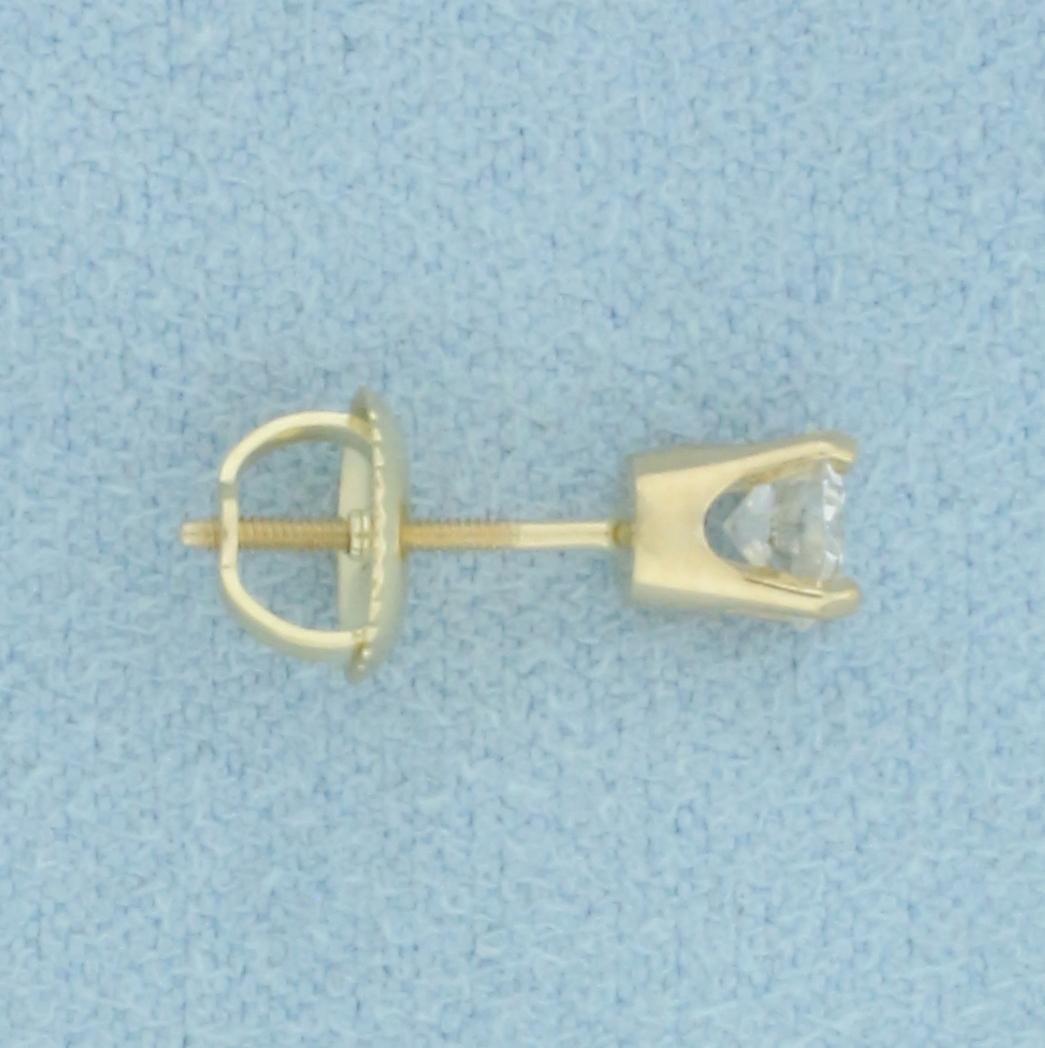 Single Diamond Screw Back Stud Earrings In 14k Yellow Gold