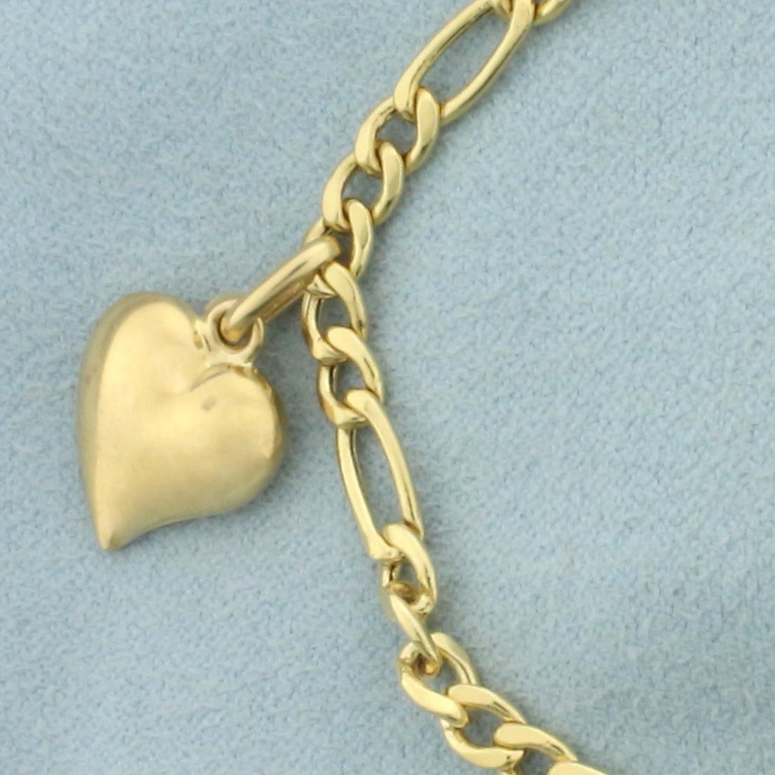 Figaro Link Charm Bracelet In 18k Yellow Gold
