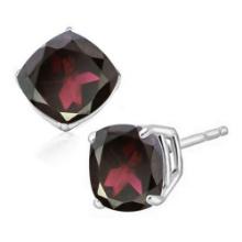 6mm Cushion Cut Garnet 2ctw Stud Earrings In Sterling Silver