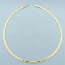 Italian 16 Inch Omega Necklace In 14k Yellow Gold