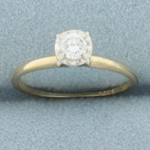 Diamond Solitaire Engagement Ring In 14k Yellow And White Gold