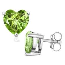 5mm Heart Cut Peridot 1.1ctw Stud Earrings In Sterling Silver