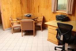 complete office, desk, chairs, round table & misc