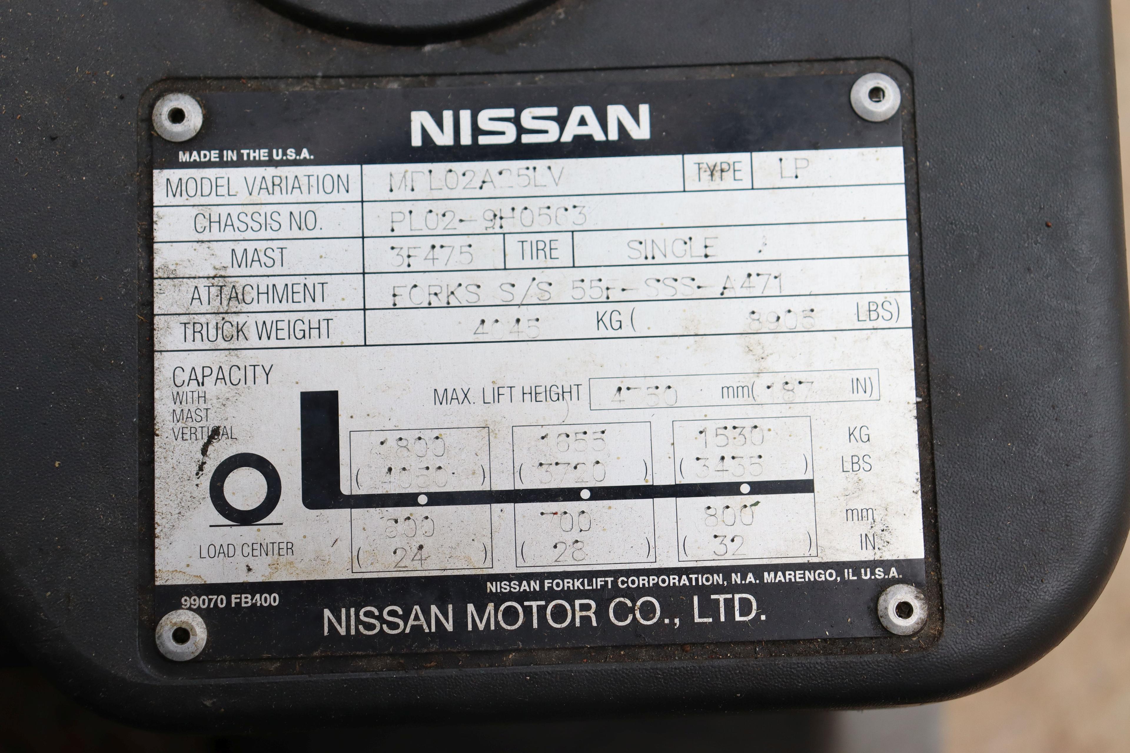 Nissan 50 tow motor , model - MPL02A25LV
