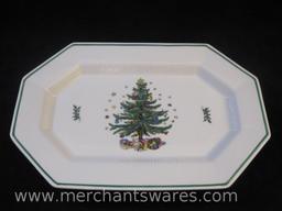 Christmastime Nikko Large Octagonal Platter in Original Box, made in Japan, 3 lbs 5 oz