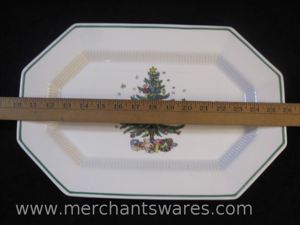 Christmastime Nikko Large Octagonal Platter in Original Box, made in Japan, 3 lbs 5 oz