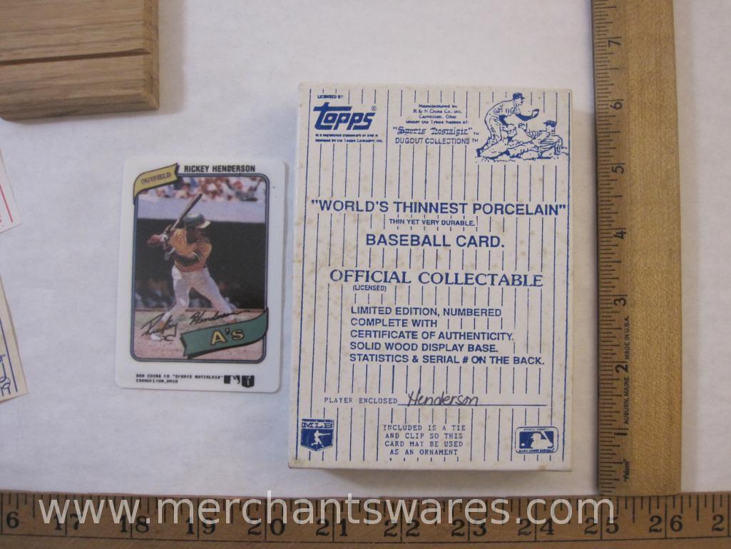 Two of the World's Thinnest Porcelain Baseball Cards including Ken Griffey Jr and Rickey Henderson,