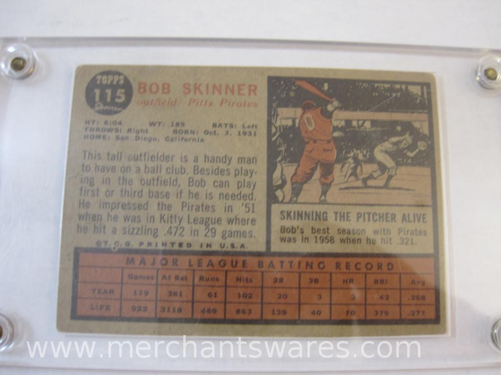Three Vintage Baseball Cards including Ted Williams Card Company Babe Ruth, Bob Skinner Topps and