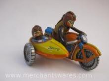 Tin Litho Toy Motorcycle and Side Car, ZZ Germany, 1 oz