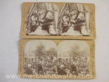 Two Antique Stereograph Cards including President Roosevelt Presenting Some of His Forcible