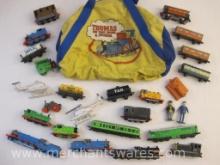 Large Lot of Thomas The Tank Engine & Friends Trains with 1992 Duffel Bag, see pictures for